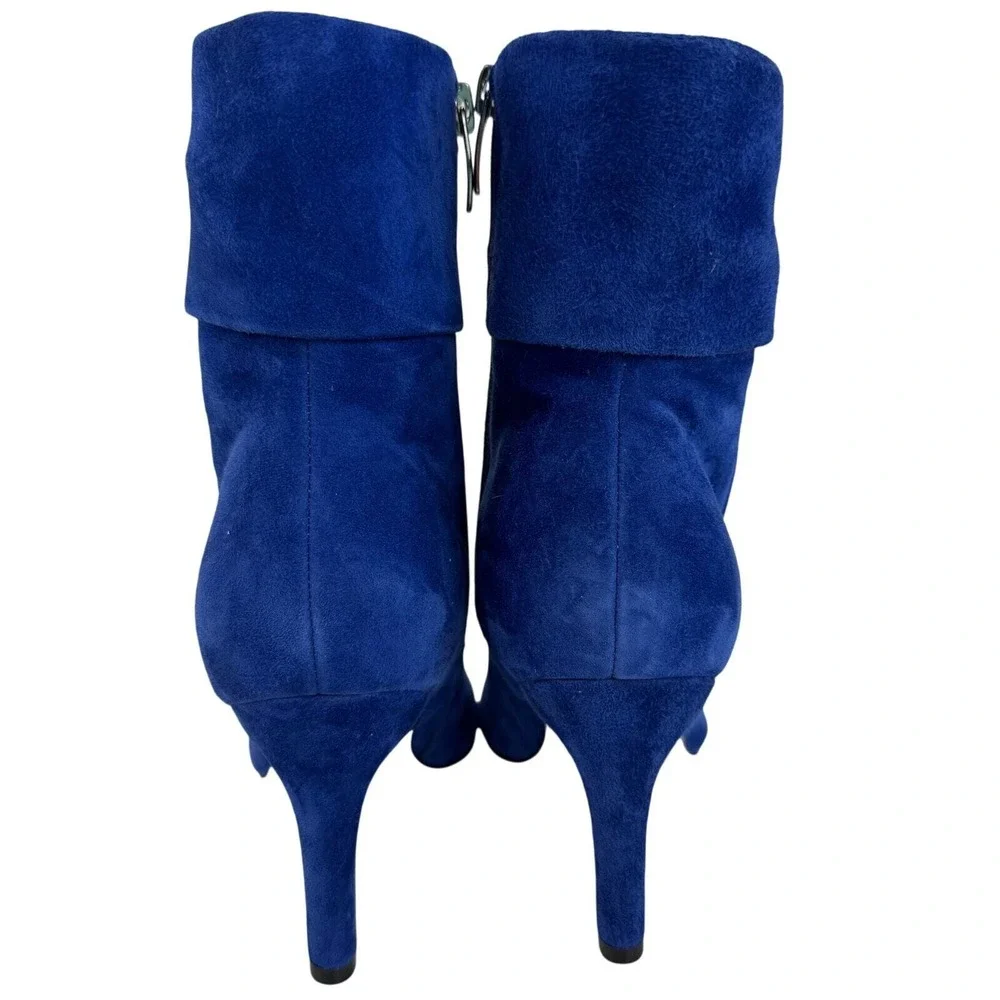 Nine West Gemms Blue Fold Over Pointed Toe Booties Size 6 NWOB